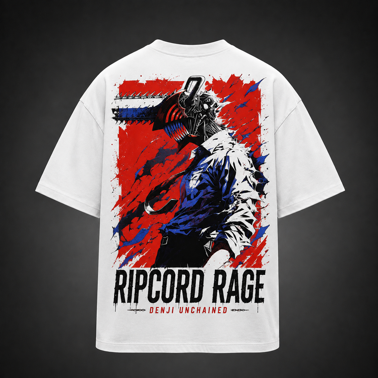 White t-shirt with Denji Chainsaw Man Ripcord Rage graphic – photo 1