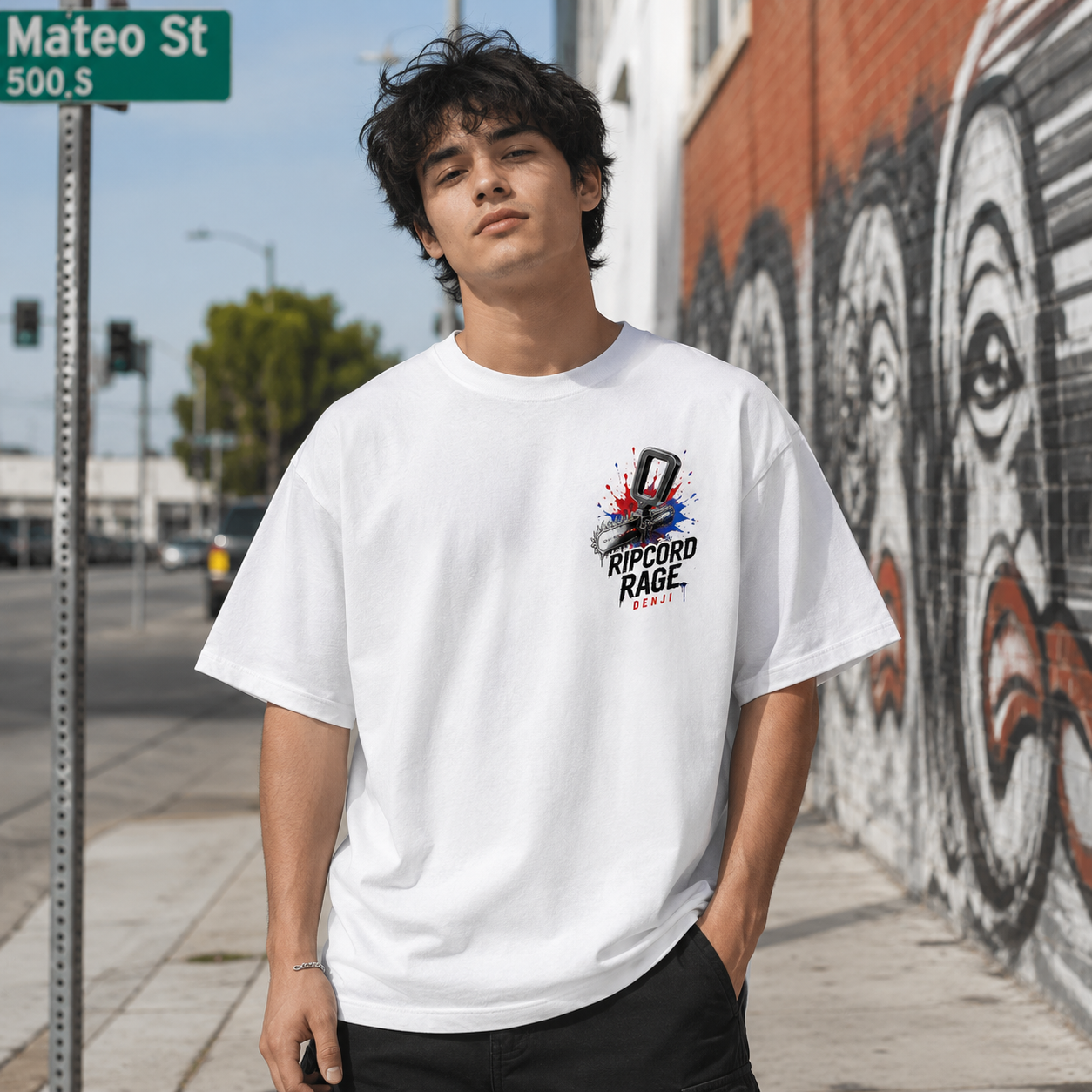 White t-shirt with Denji Chainsaw Man Ripcord Rage graphic – photo 4