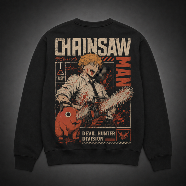 Black sweatshirt with Denji, Pochita Chainsaw Man Chainsaw Rampage graphic – photo 1