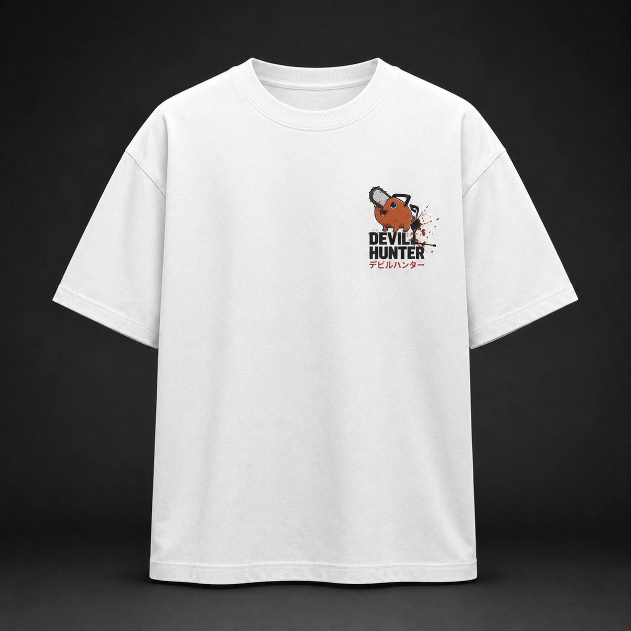White t-shirt with Denji, Power & Aki Chainsaw Man Public Safety Squad graphic – photo 2