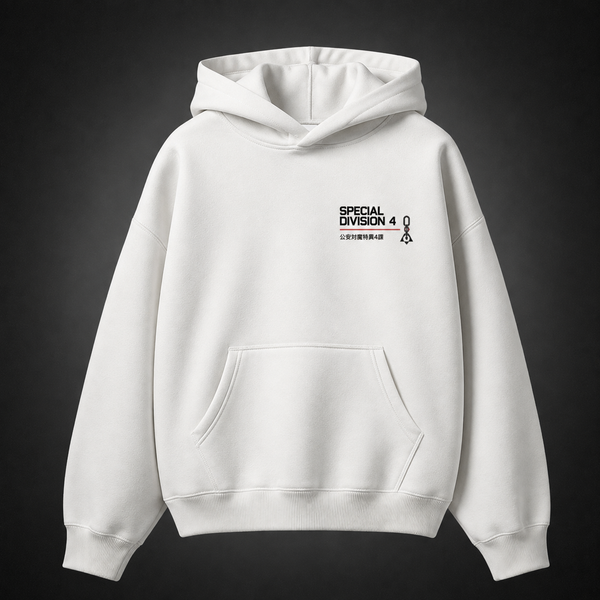 White hoodie with Denji, Power, Aki Hayakawa, Makima Chainsaw Man Special Division Four graphic – photo 2