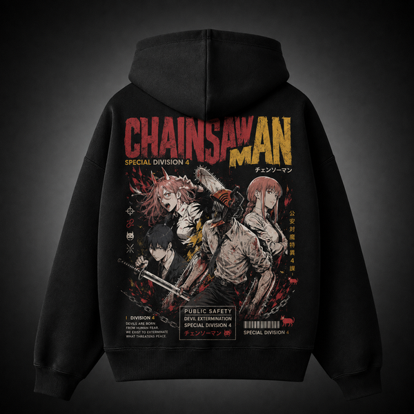 Black hoodie with Denji, Power, Makima, Aki Hayakawa Chainsaw Man Devil Extermination graphic – photo 1
