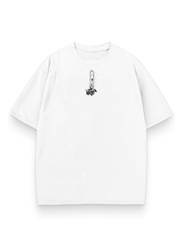 White t-shirt with Chainsaw Man Hellsaw Unit graphic – photo 2