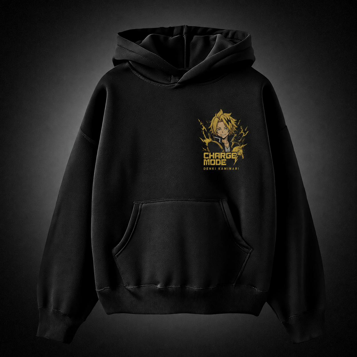 Black hoodie with Denki Kaminari My Hero Academia Live Wire graphic – photo 2