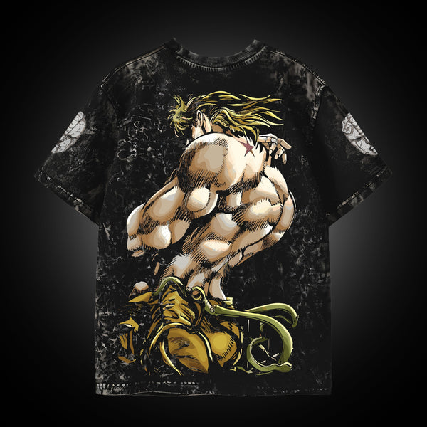 Dio Brando Acid Wash Logo - JoJo's Bizarre Adventure Oversized Tee
