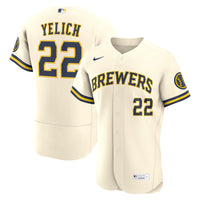 Milwaukee Brewers Christian Yelich Cream jersey – view 1