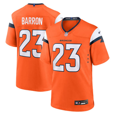 Denver Broncos Jahdae Barron Nike Orange Game Player Jersey