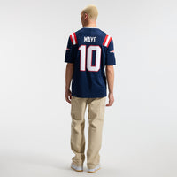 New England Patriots Drake Maye Nike Navy Team Vapor F.U.S.E. Printed Limited Jersey