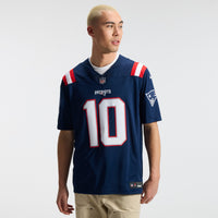 New England Patriots Drake Maye Nike Navy Team Vapor F.U.S.E. Printed Limited Jersey