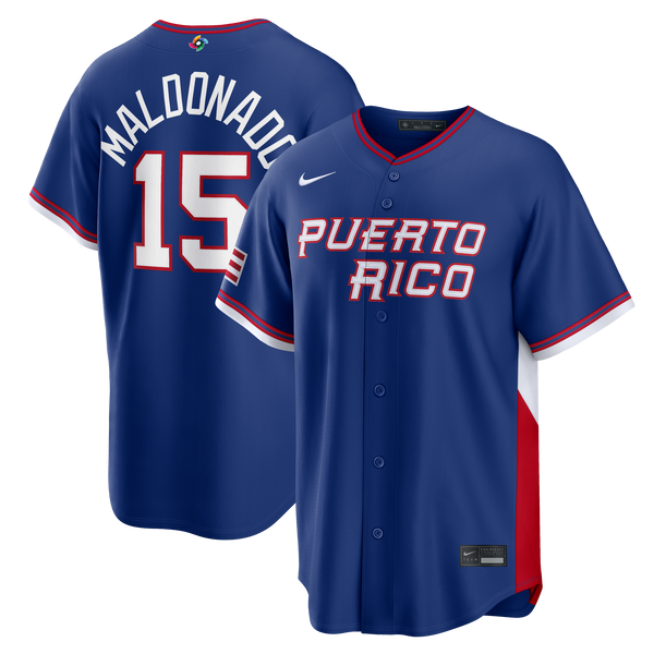 Puerto Rico Baseball Martín Maldonado Nike Royal 2026 World Baseball Classic Road Stadium Jersey