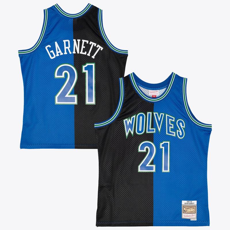 Minnesota Timberwolves Mitchell & Ness Kevin Garnett 1995 Split Swingman Jersey - Blue/Black