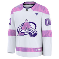 Colorado Avalanche Fanatics White 2024 Hockey Fights Cancer Custom Practice Jersey
