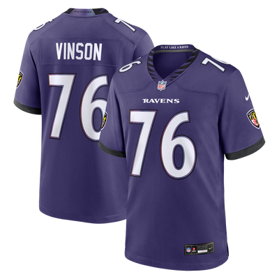Baltimore Ravens Carson Vinson Nike Purple Team Game Jersey