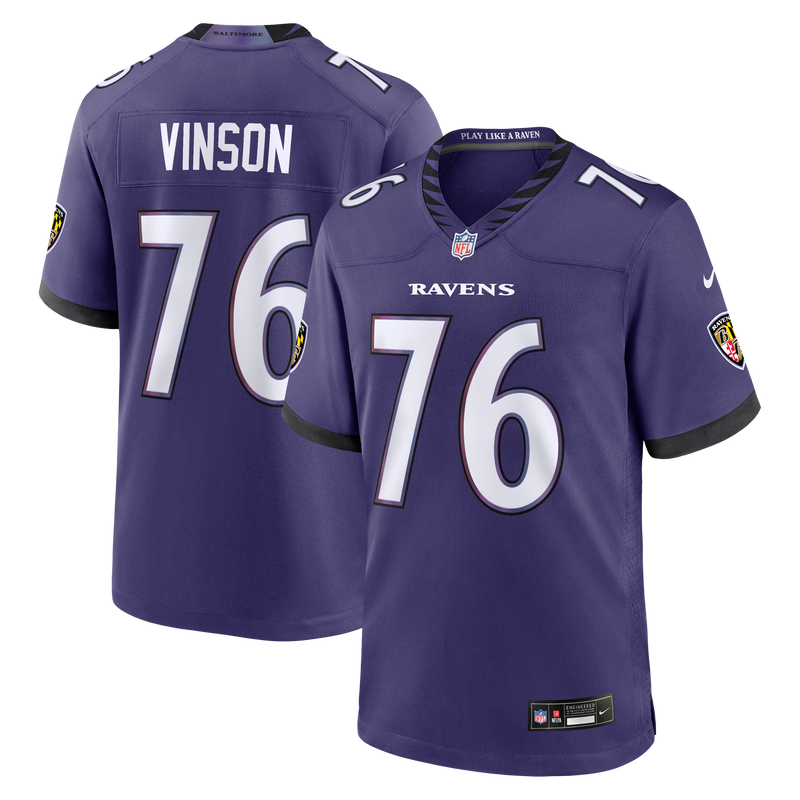Baltimore Ravens Carson Vinson Nike Purple Team Game Jersey