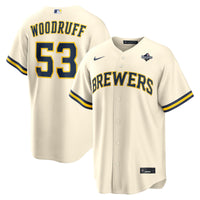 Milwaukee Brewers Brandon Woodruff Cream jersey – view 1