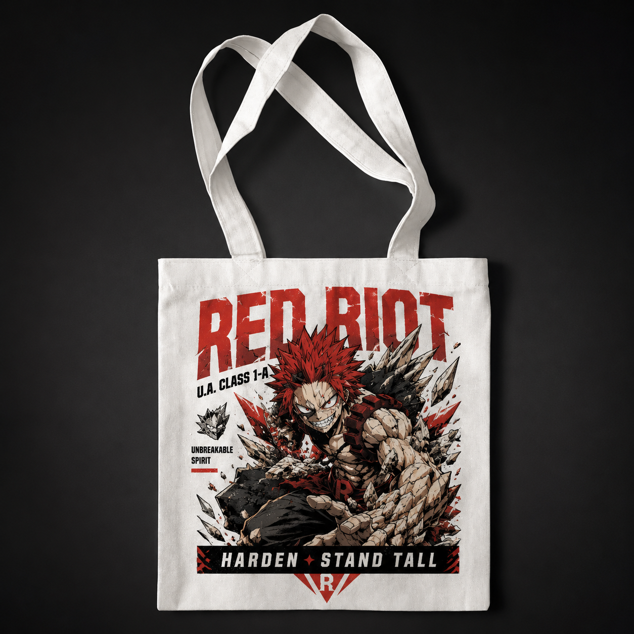 Natural tote bag with Eijiro Kirishima (Red Riot) My Hero Academia Unbreakable Spirit graphic – photo 1