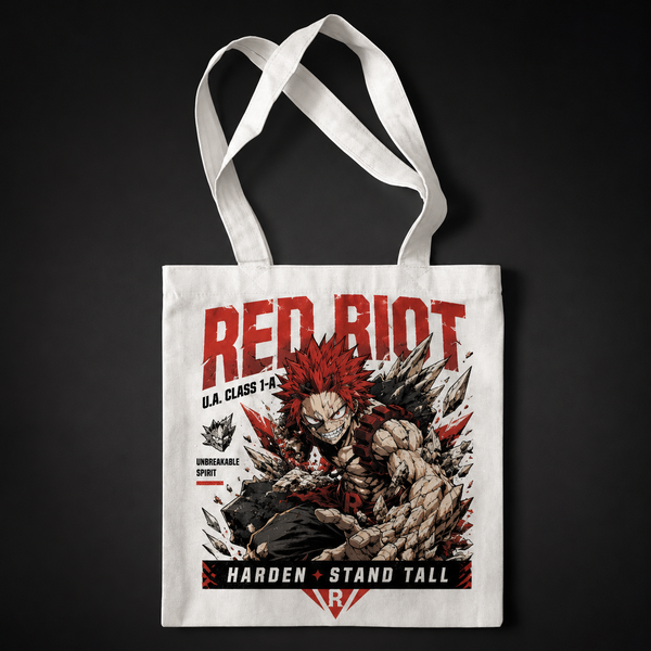 Natural tote bag with Eijiro Kirishima (Red Riot) My Hero Academia Unbreakable Spirit graphic – photo 1
