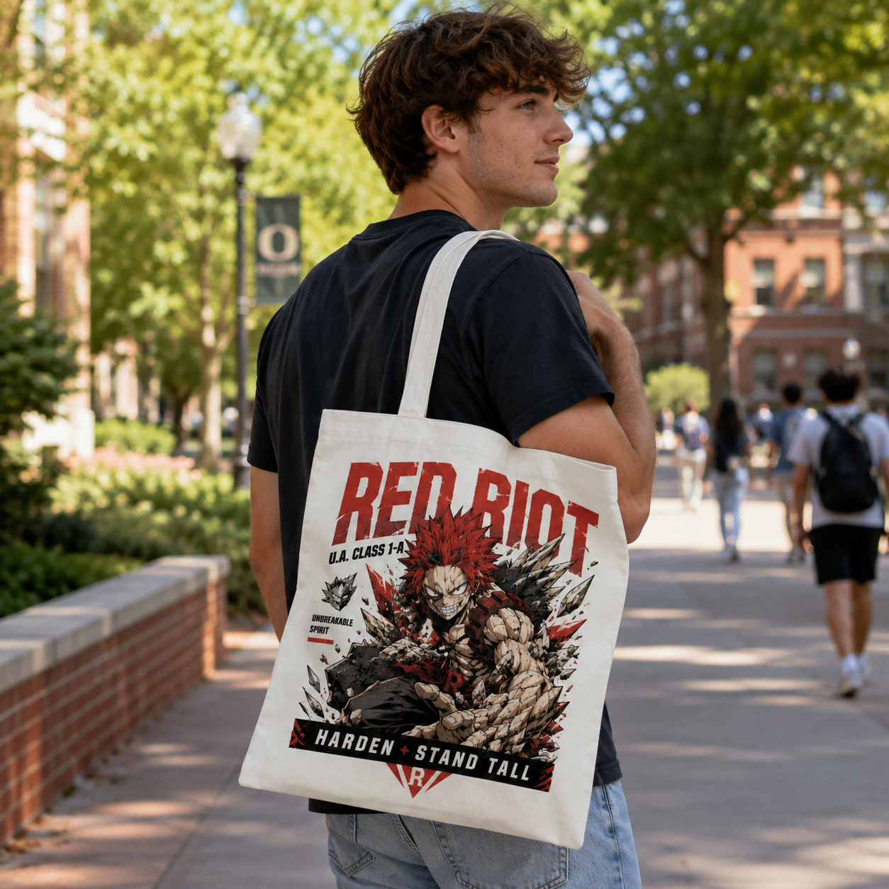 Natural tote bag with Eijiro Kirishima (Red Riot) My Hero Academia Unbreakable Spirit graphic – photo 3