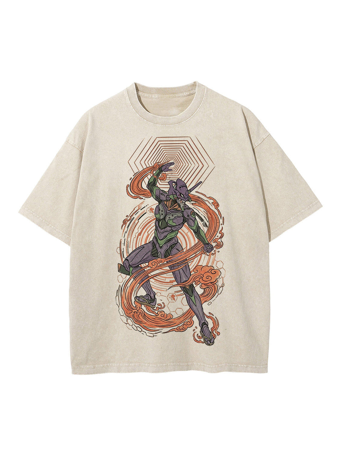Beige t-shirt with EVA-01 Neon Genesis Evangelion Core 01 Ascent Beige graphic – photo 1