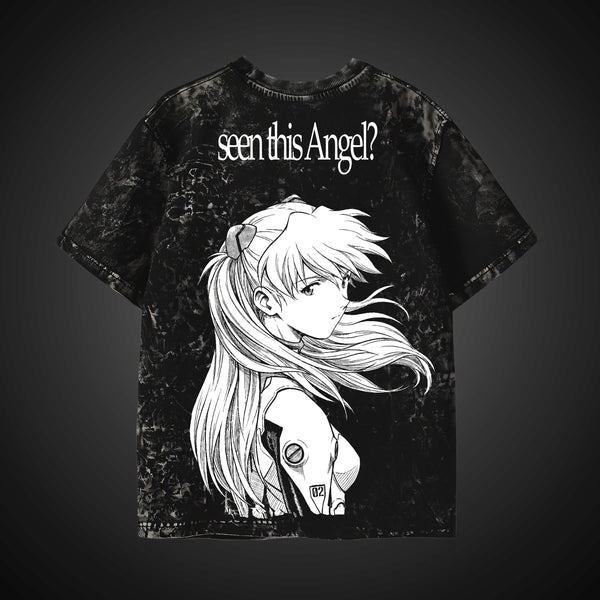 Asuka Seen This Angel Acid Wash - Evangelion Oversized Tee