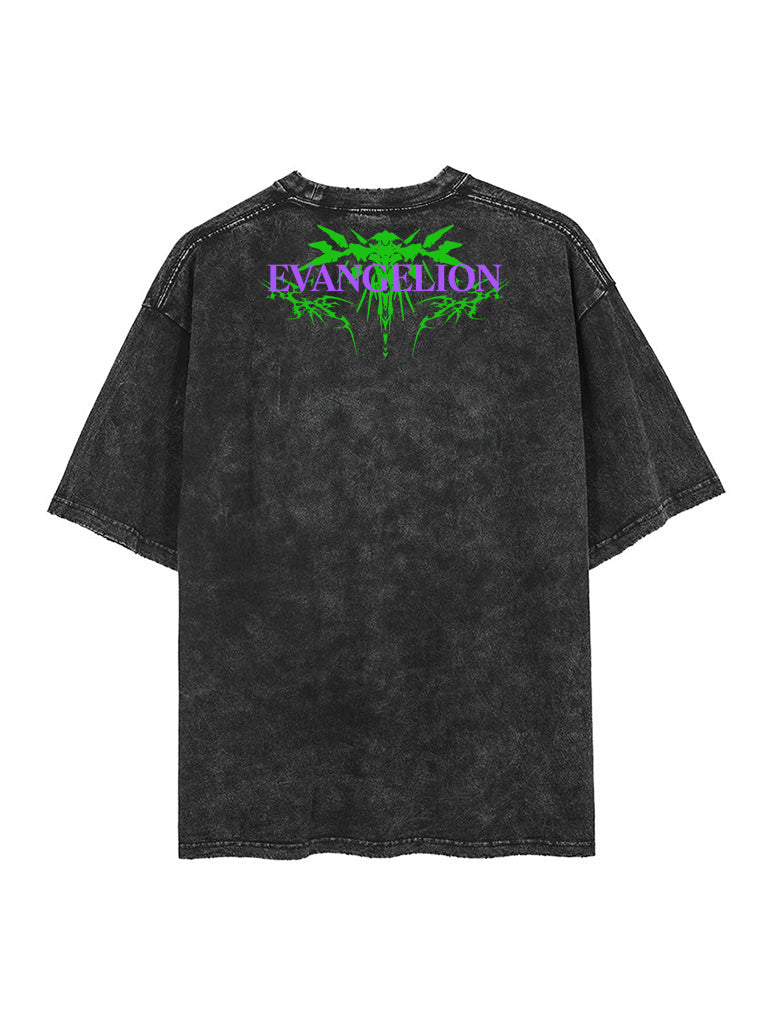 Washed black t-shirt with Evangelion Unit-01 Neon Genesis Evangelion Eva graphic – photo 2