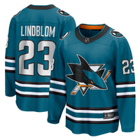 San Jose Sharks Oskar Lindblom Fanatics Teal Home Breakaway Jersey