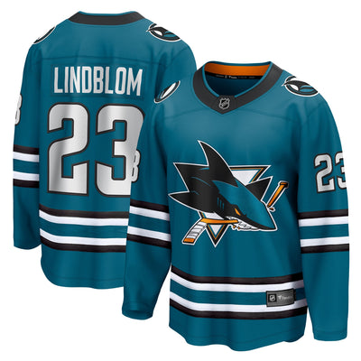 San Jose Sharks Oskar Lindblom Fanatics Teal Home Breakaway Jersey