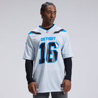 Detroit Lions Jared Goff Nike Silver 2026 Rivalries Collection Game Jersey
