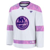 New York Islanders Fanatics White 2024 Hockey Fights Cancer Practice Jersey