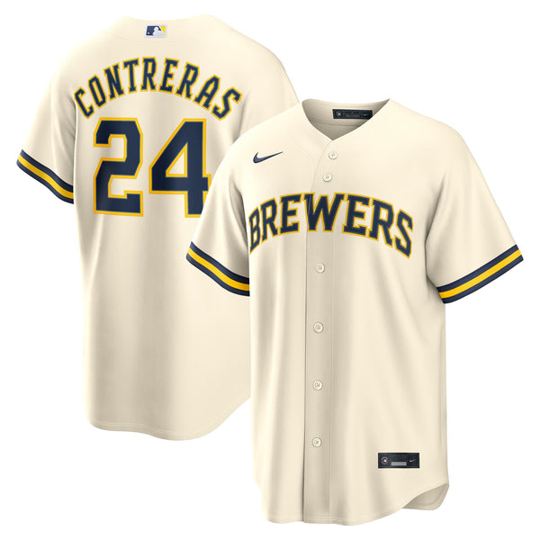 Milwaukee Brewers William Contreras Nike Cream Home Replica Jersey