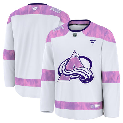 Colorado Avalanche Fanatics White 2024 Hockey Fights Cancer Practice Jersey