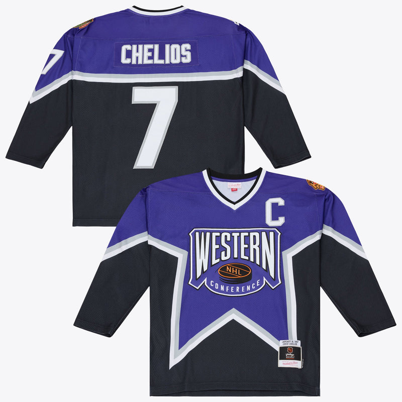 1997 NHL All-Star Game Chris Chelios Mitchell & Ness Blue Power Play Jersey