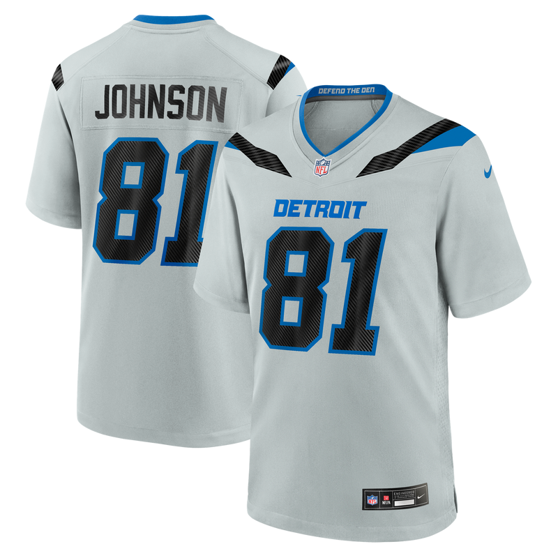 Detroit Lions Calvin Johnson Nike Silver 2026 Rivalries Collection Game Jersey