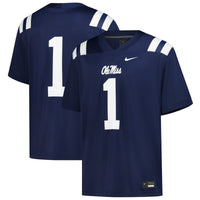 #1 Ole Miss Rebels Nike Untouchable Football Jersey – Navy