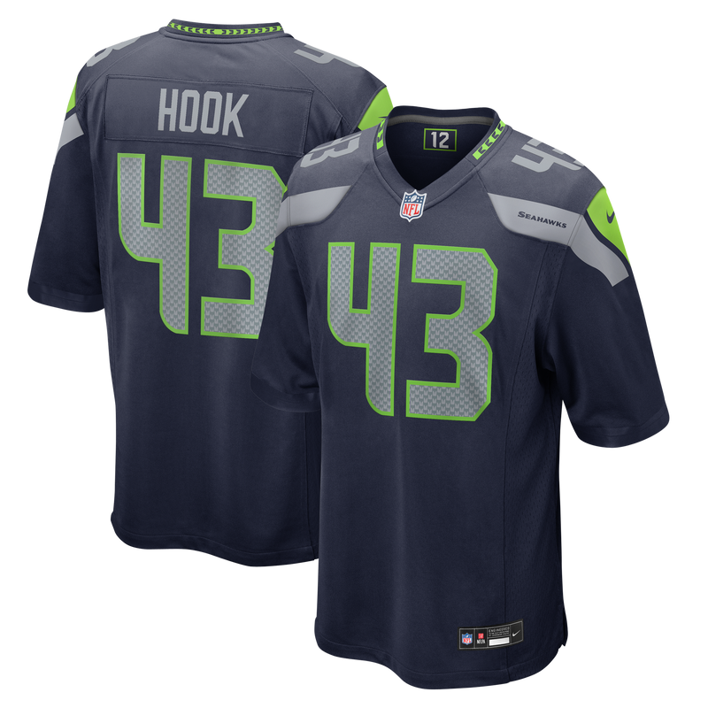 Seattle Seahawks Maxen Hook Nike College Navy Team Game Jersey