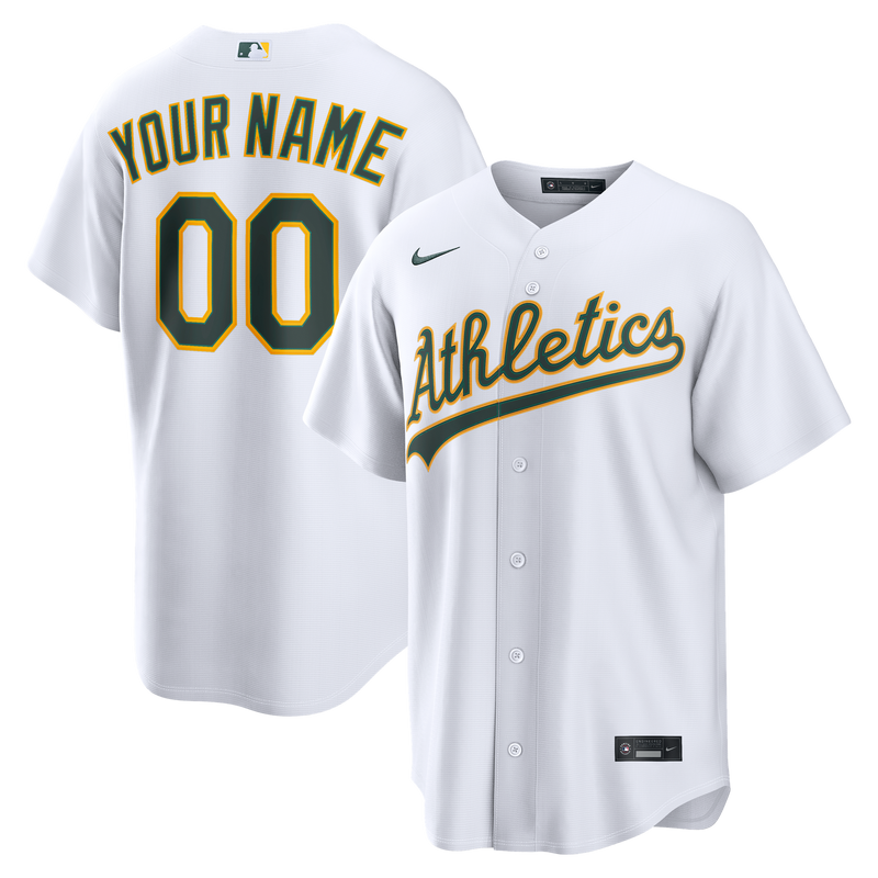 Athletics Nike White Home Replica Custom Jersey