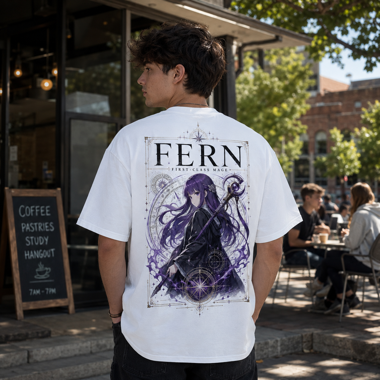 White t-shirt with Fern Frieren First-Class Mage graphic – photo 3