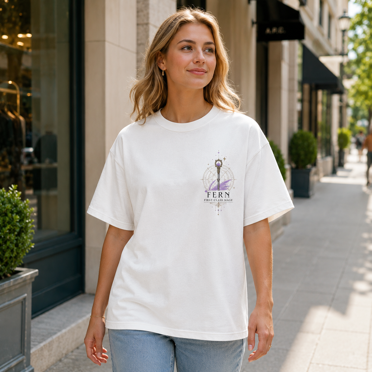 White t-shirt with Fern Frieren First-Class Mage graphic – photo 4