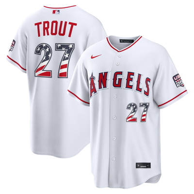 Fourth of July Los Angeles Angels Mike Trout Nike White USA 250 Stadium Jersey