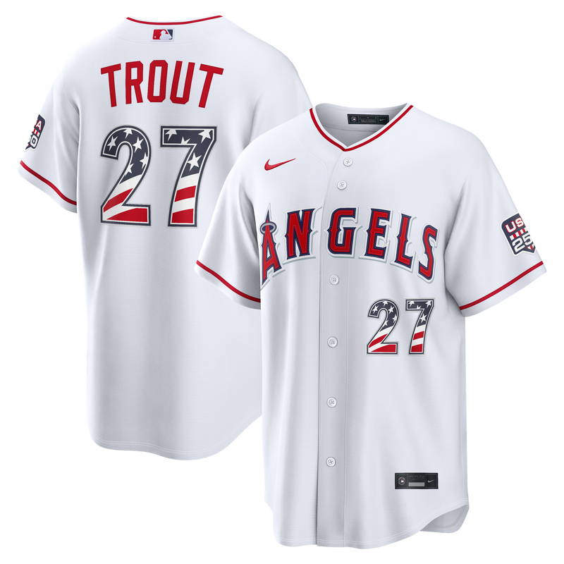 Fourth of July Los Angeles Angels Mike Trout Nike White USA 250 Stadium Jersey