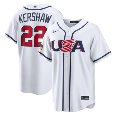 USA Baseball Clayton Kershaw Nike White 2026 World Baseball Classic Home Stadium Jersey