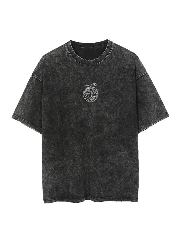 Washed black t-shirt with Monkey D. Luffy One Piece Sun God graphic – photo 2