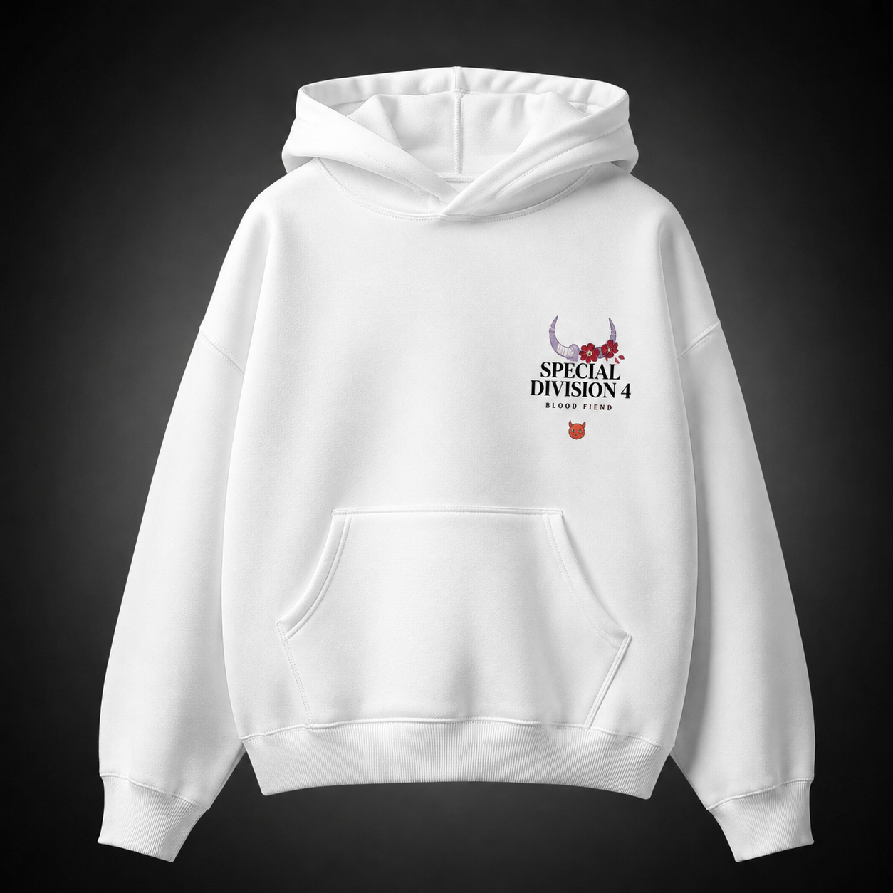 White hoodie with Fox Devil girl Chainsaw Man Fox Devil Blossoms graphic – photo 2