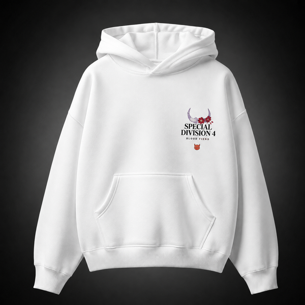 White hoodie with Fox Devil girl Chainsaw Man Fox Devil Blossoms graphic – photo 2