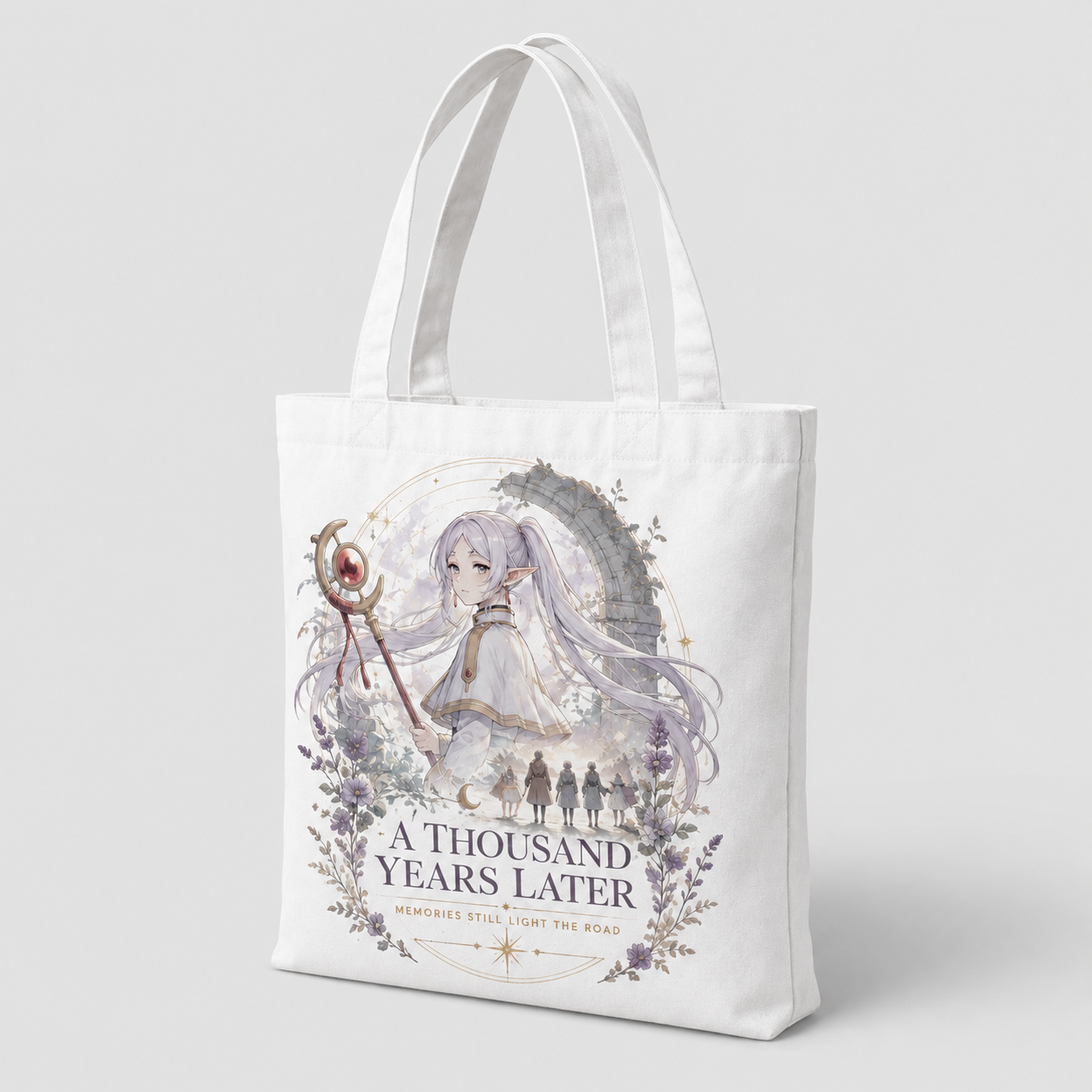 Natural tote bag with Frieren A Thousand Years graphic – photo 2