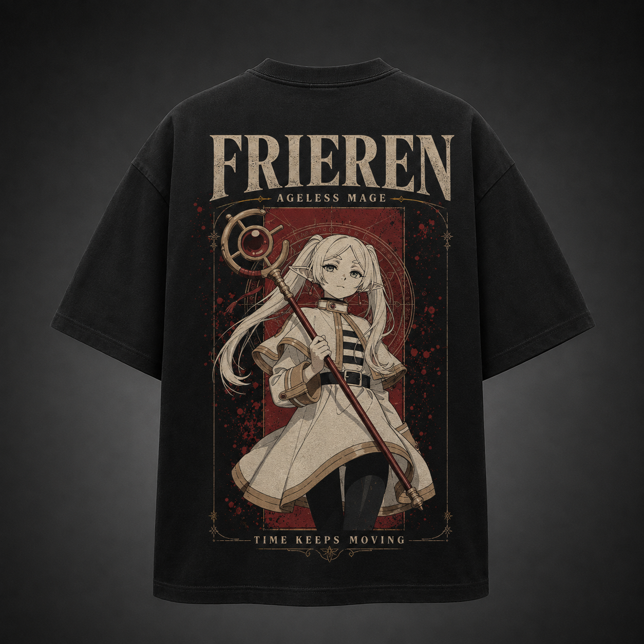 Black t-shirt with Frieren Ageless Mage graphic – photo 1