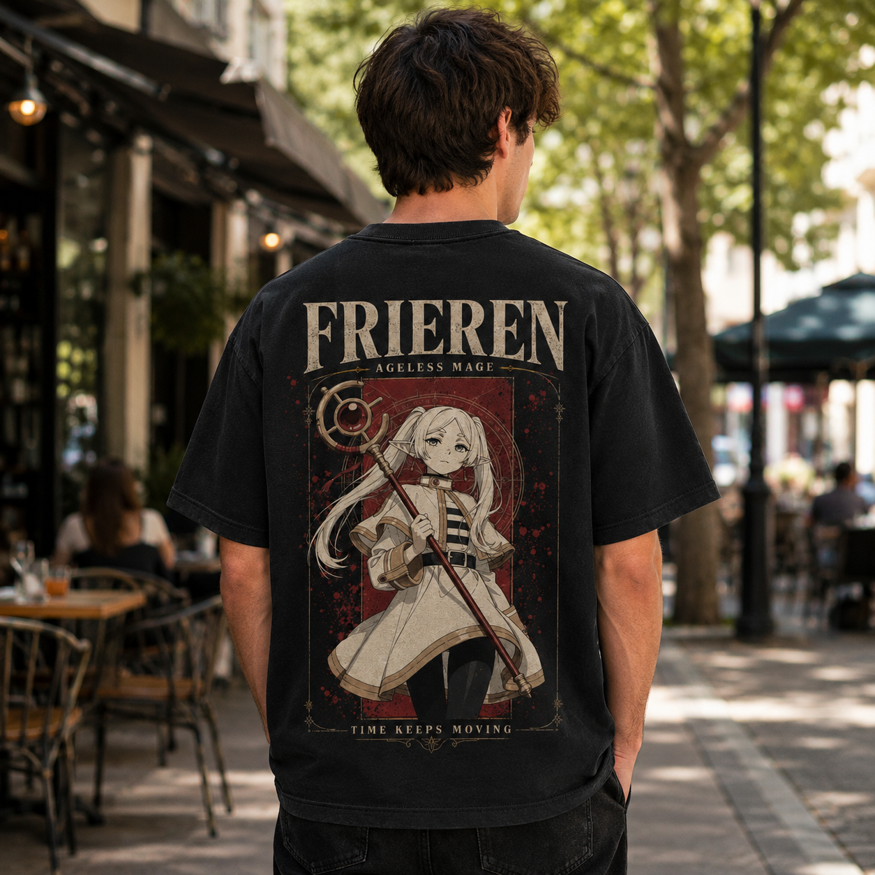 Black t-shirt with Frieren Ageless Mage graphic – photo 3