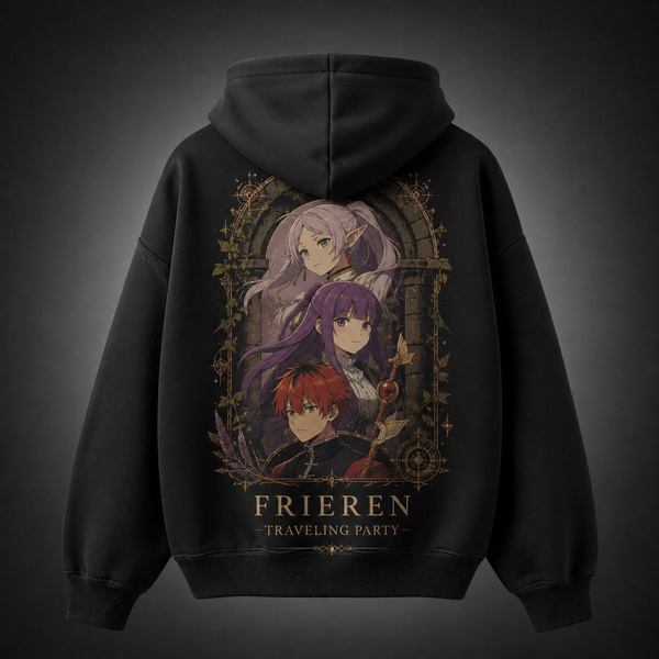 Black hoodie with Frieren Ancient Flame graphic – photo 1