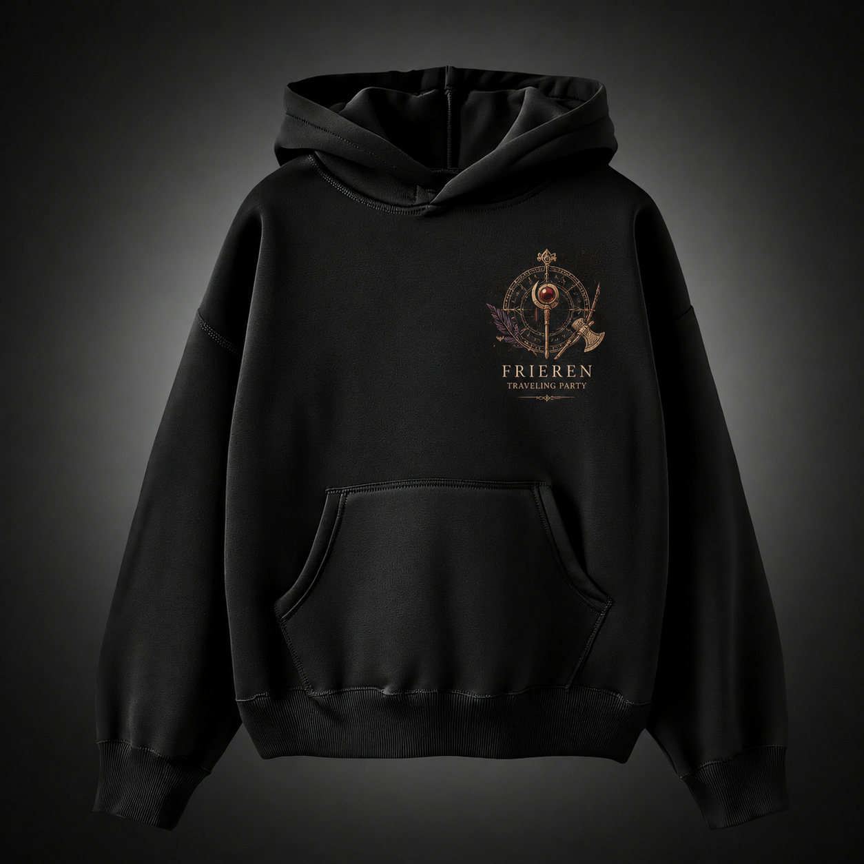 Black hoodie with Frieren Ancient Flame graphic – photo 2