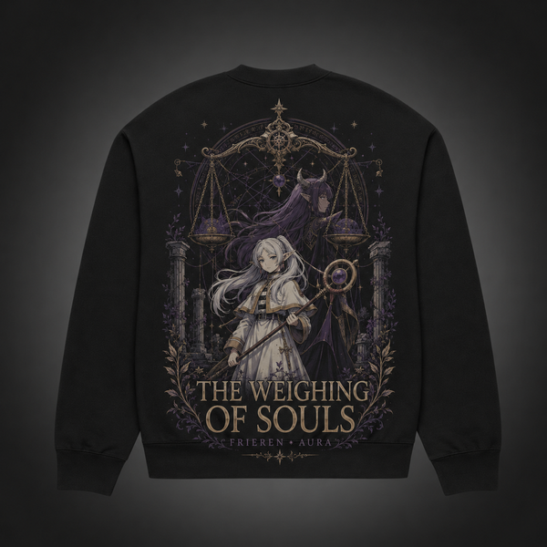 Black sweatshirt with Frieren, Aura Weighing Of Souls graphic – photo 1